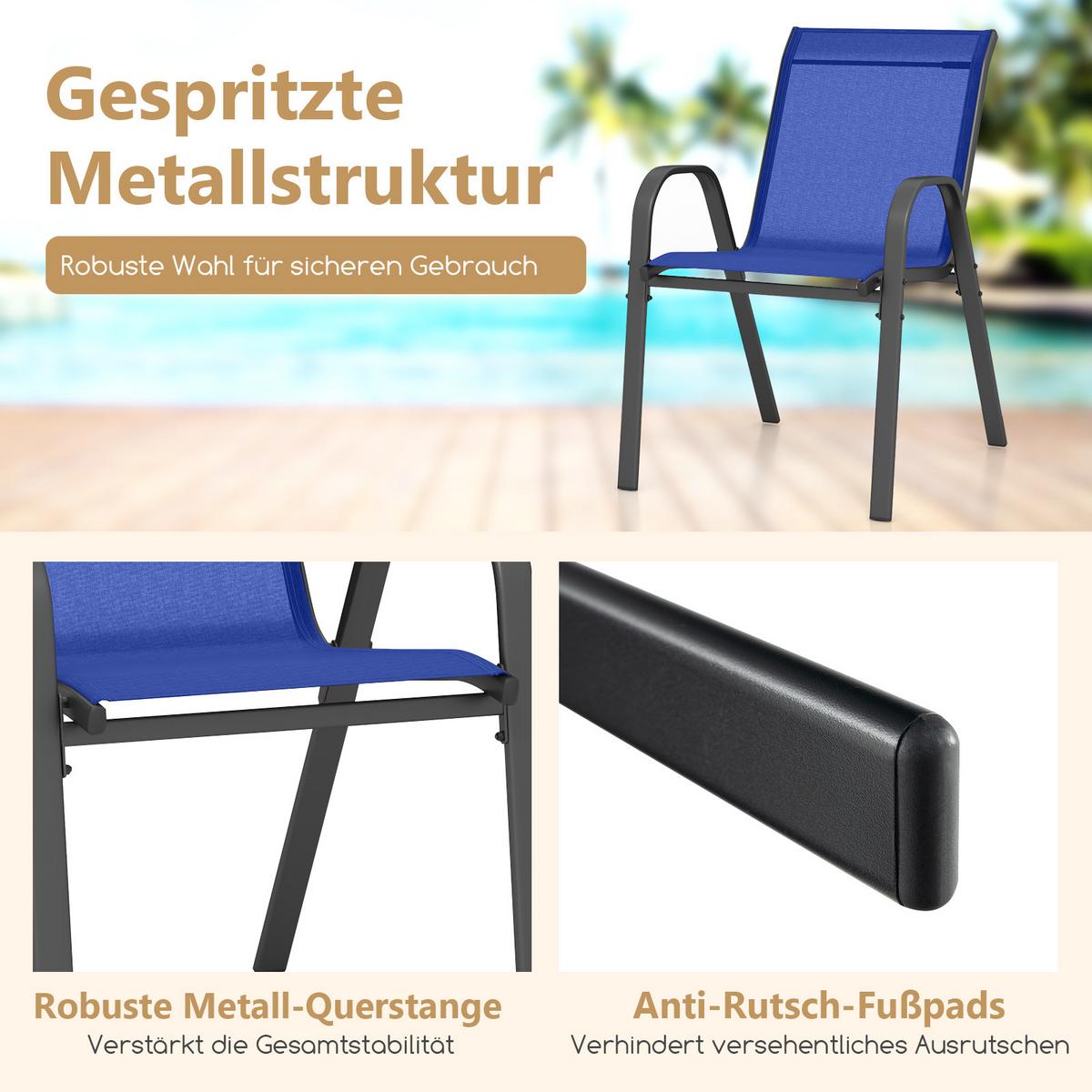 GARTENSTÜHLE Blau(2er-Set) - Blau, Metall (70/84/56cm) - COSTWAY