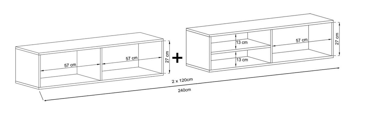 TV-LOWBOARD 2-er Set Enjoy Grau Matt Schublade 120 cm - Grau, Holzwerkstoff (240/30/35cm) - Meble Lindner