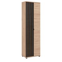 GARDEROBENSCHRANK Eiche, schwarz 60 cm, Flurschrank mit variabler Inneneinteilung - Eichefarben/Schwarz, Holzwerkstoff/Kunststoff (60/202/35cm) - Furn.Design