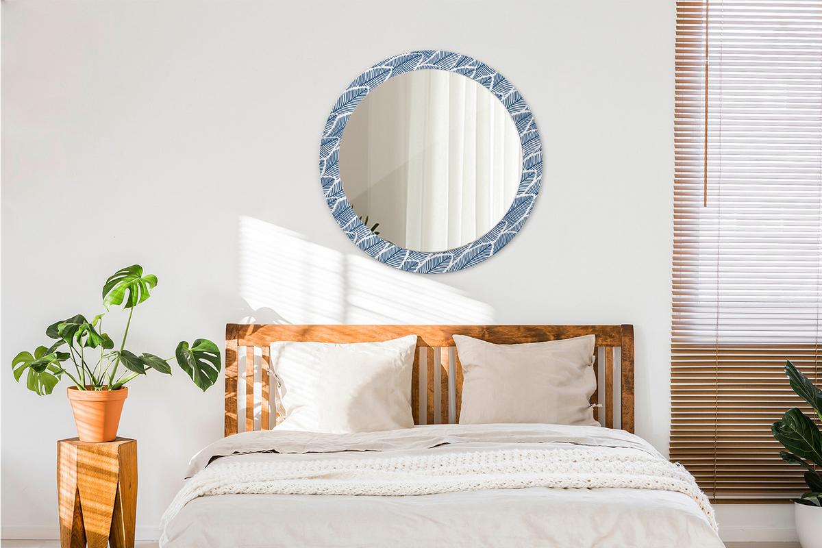 SPIEGEL Rund Ø 80 cm mit Aufdruck - Blau, Glas (80/80/0.4cm) - Wallfluent