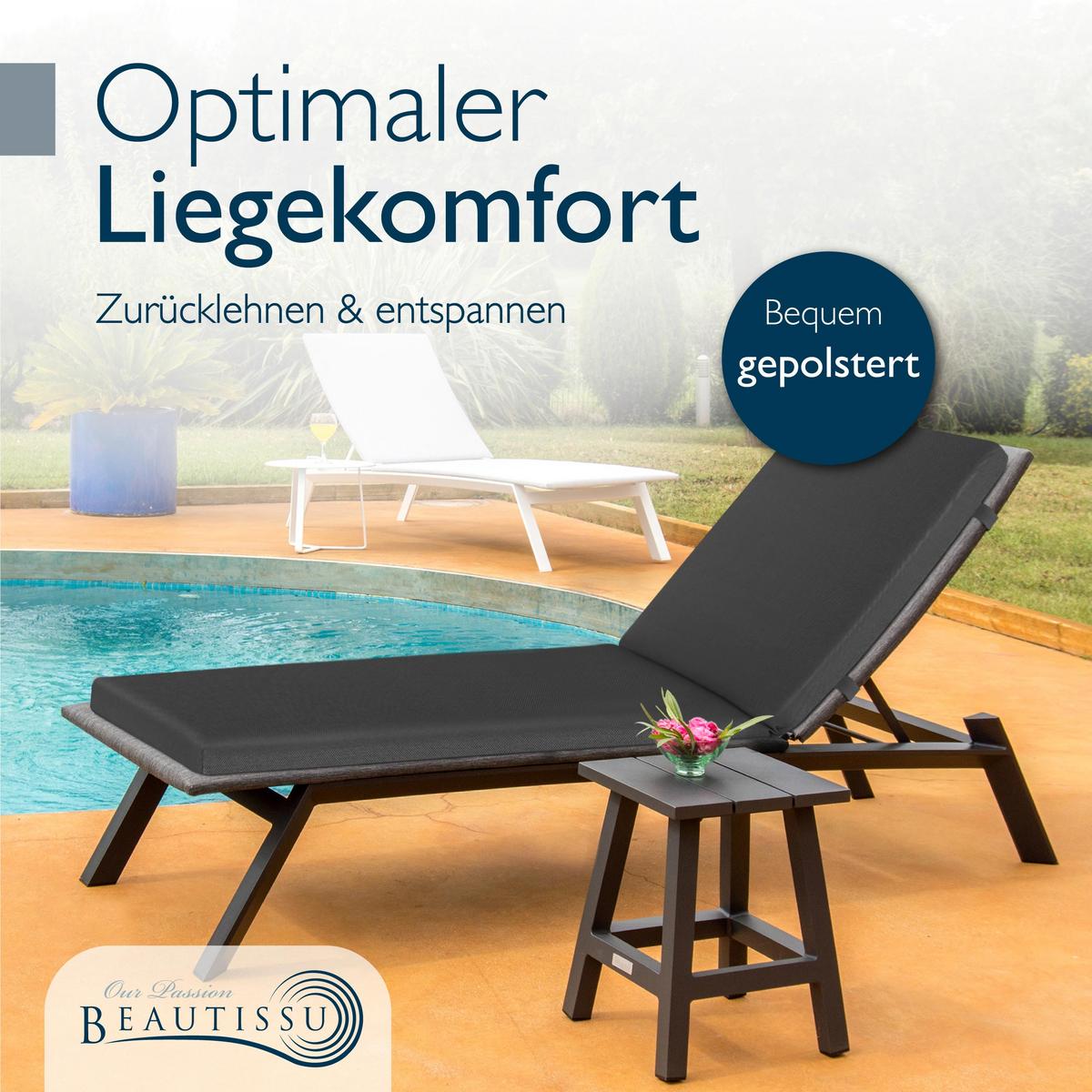 ROLLLIEGENAUFLAGE QD-RL 190x60x5,5cm Anthrazit (2tlg) - Anthrazit, Textil (60/5/190cm) - Beautissu 