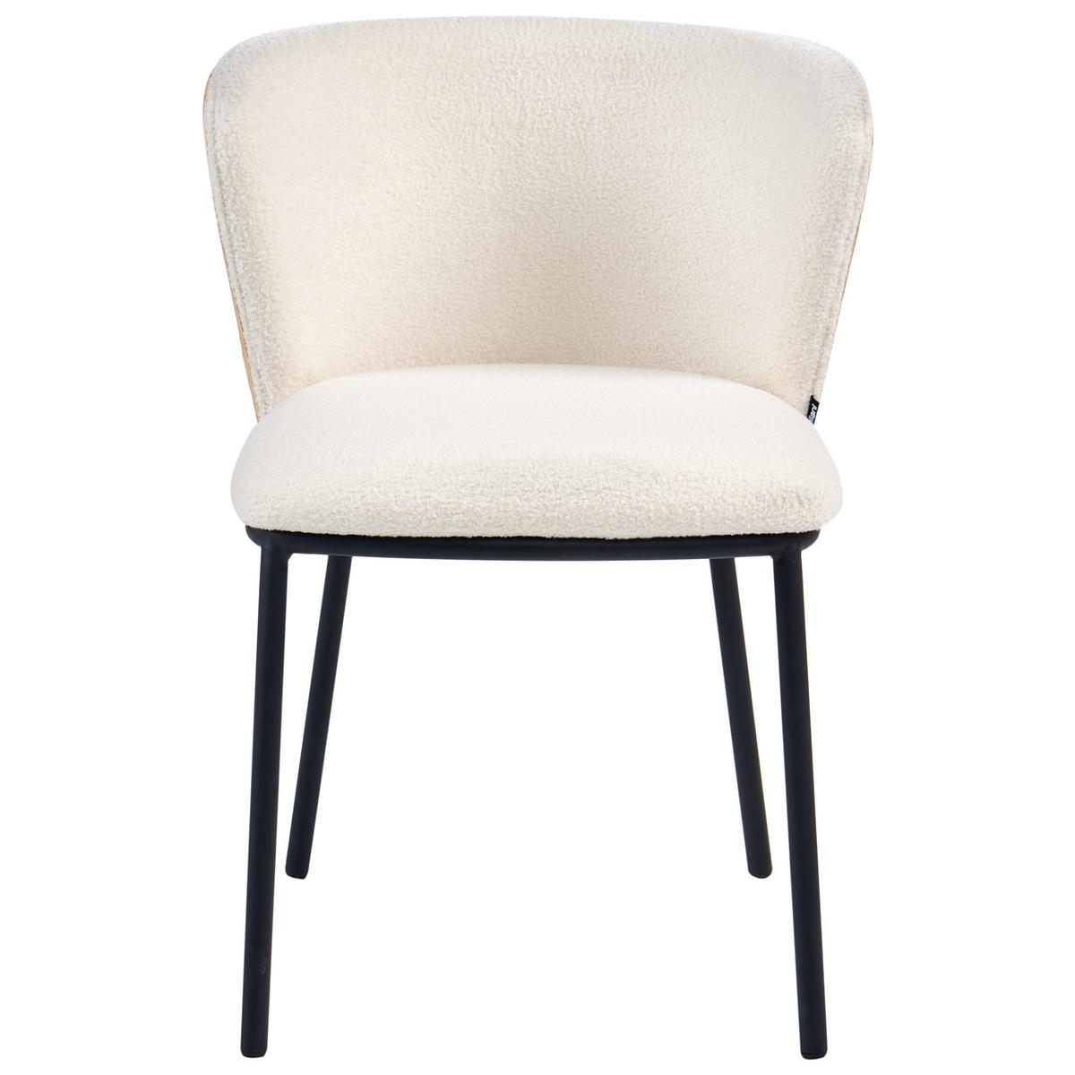 ESSZIMMERSTUHL 2er Set Bouclé Cremeweiß Hoskin - Creme, Textil (53/75/56cm) - Beliani