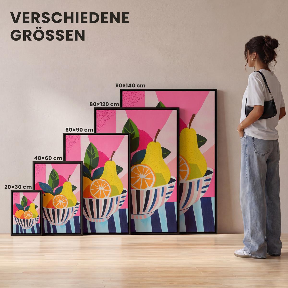 LEINWAND Bilder mit Rahmen - Obst - Abstrakter Hintergrund - Rosa - 40x60 - Pink, Textil (40/60cm) - MuchoWow
