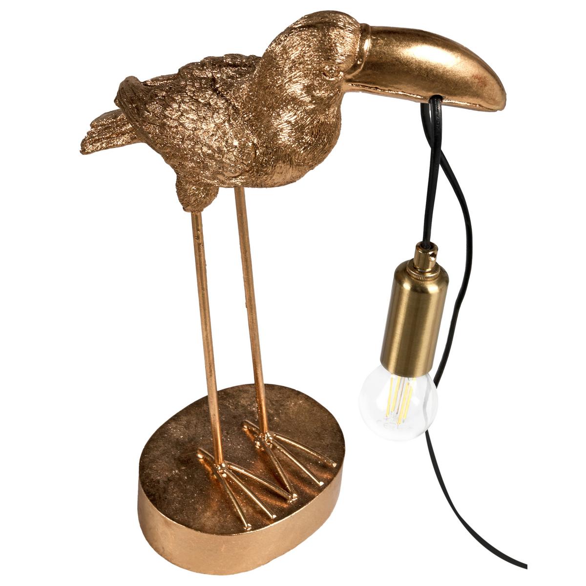 TISCHLAMPE Tukan Gold Aracari - Messingfarben/Goldfarben, Kunststoff (15/24/42cm) - Beliani