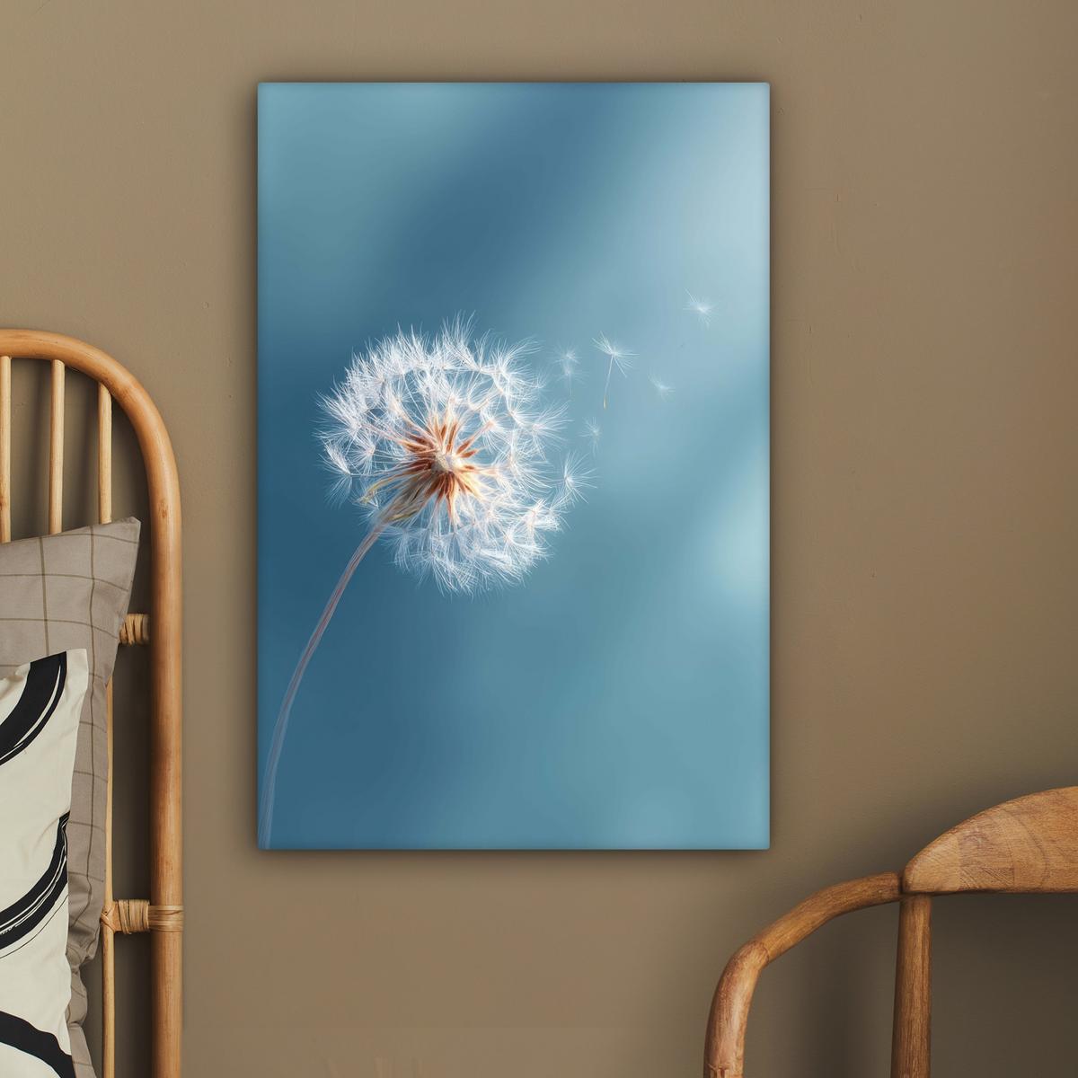 LEINWANDBILD Löwenzahn - Wind - Blau Wanddeko 40x60 cm - Blaugrau, Textil (40/60cm) - MuchoWow