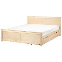 BETT mit 4 Schubladen 160/200 cm Kiefernholz Hellbraun Dauphin - Hellbraun, Holz (160/200cm) - Beliani