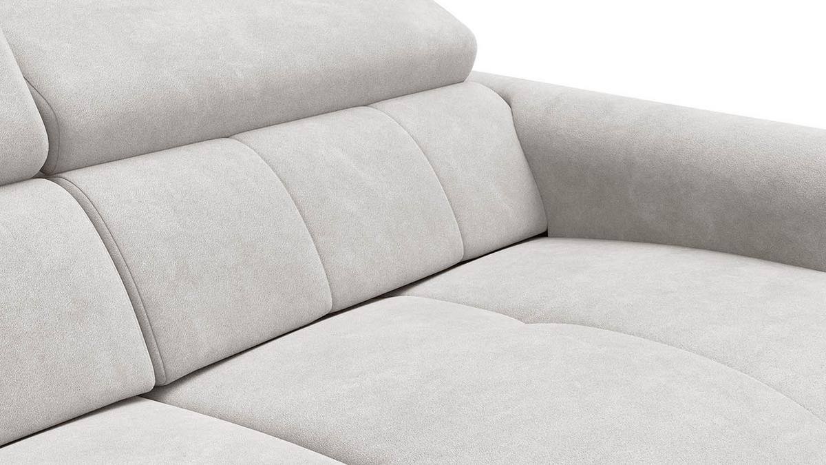 RELAXSOFA RODEN 3-Sitzer mit 2 Relax, creme, Veloursstoff - Creme, Holz/Textil (194/82/103cm) - Wozimo