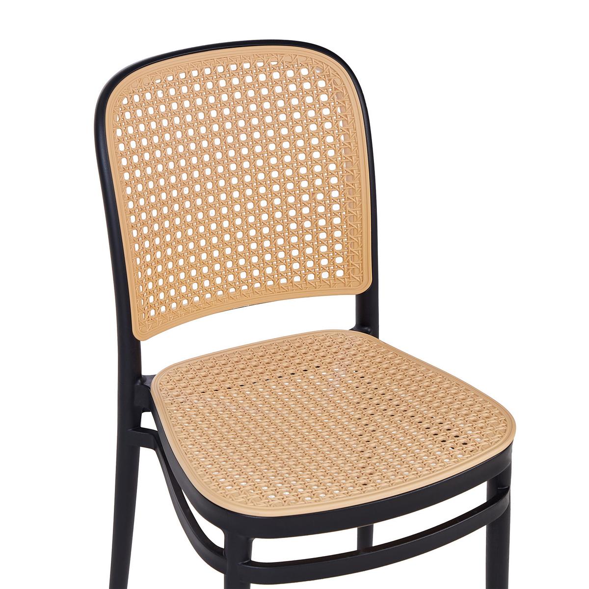 ESSZIMMERSTUHL 4er Set Beige Plose - Beige/Schwarz, Kunststoff (41/83/43cm) - Beliani
