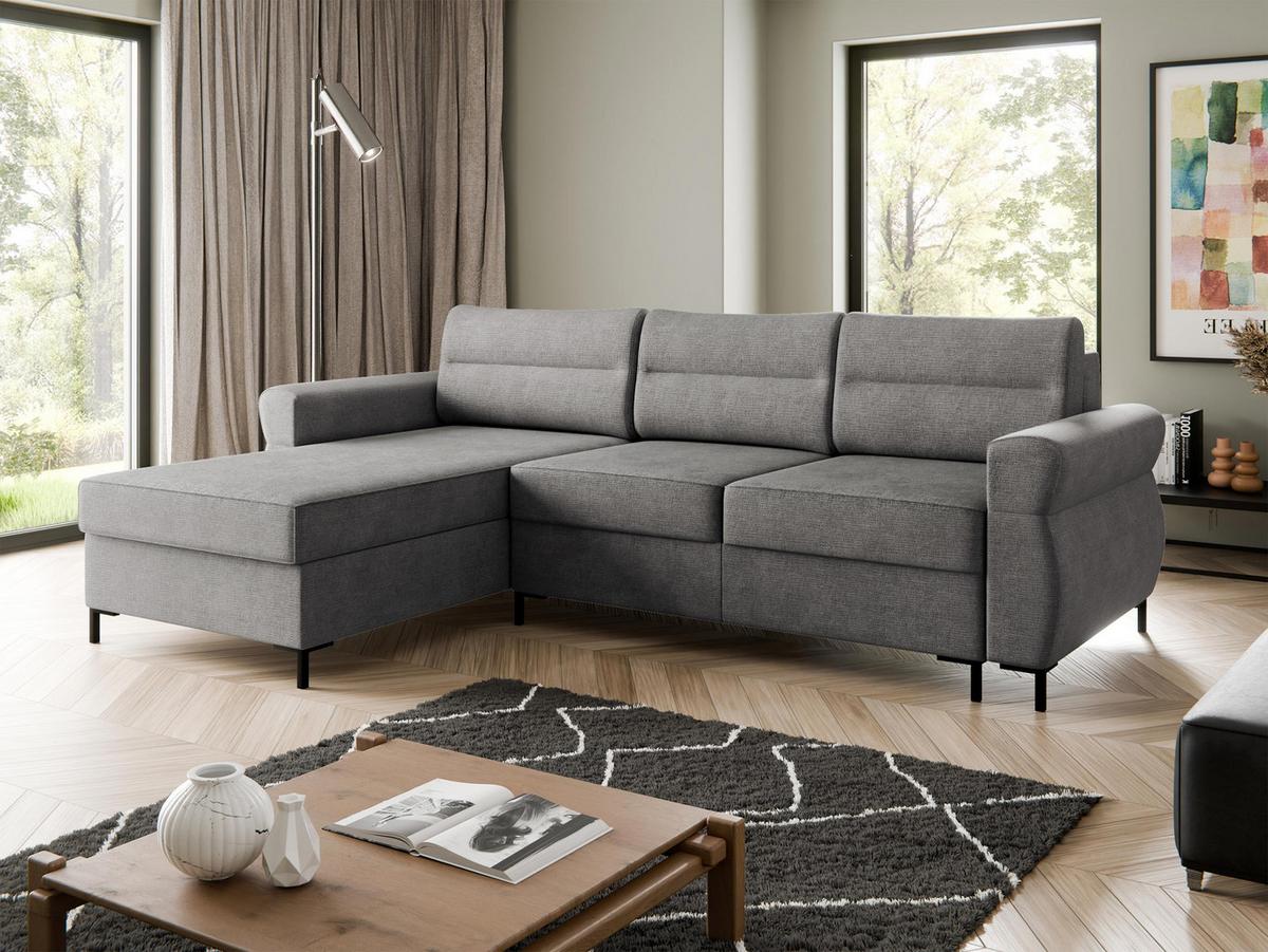 ECKSOFA Berne - Blaugrau/Schwarz, Holz/Kunststoff (258/170cm) - MIRJAN24