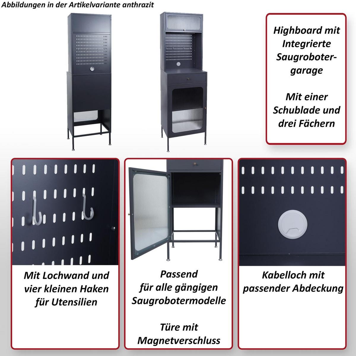 HIGHBOARD Anthrazit - Anthrazit, Metall (54/182/40cm) - MCW
