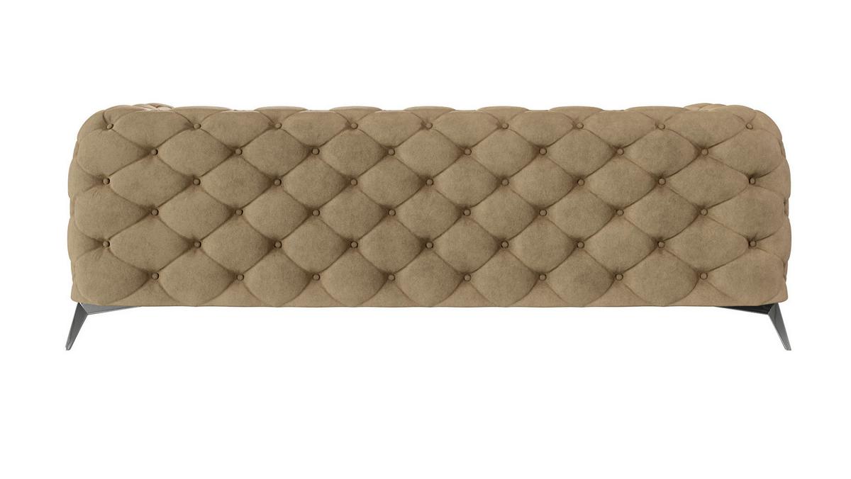 CHESTERFIELD-SOFA 3-Sitzer Laura Beige Samt - Beige/Silberfarben, Holz/Textil (225/75/100cm) - S-Style Möbel