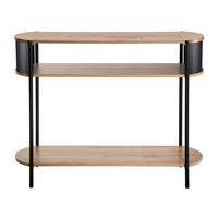 KONSOLE mit 3 Ebenen und schwarzen Metallseiten 34/80/100 cm - Eschefarben, Holzwerkstoff (40/34/80cm) - Calicosy