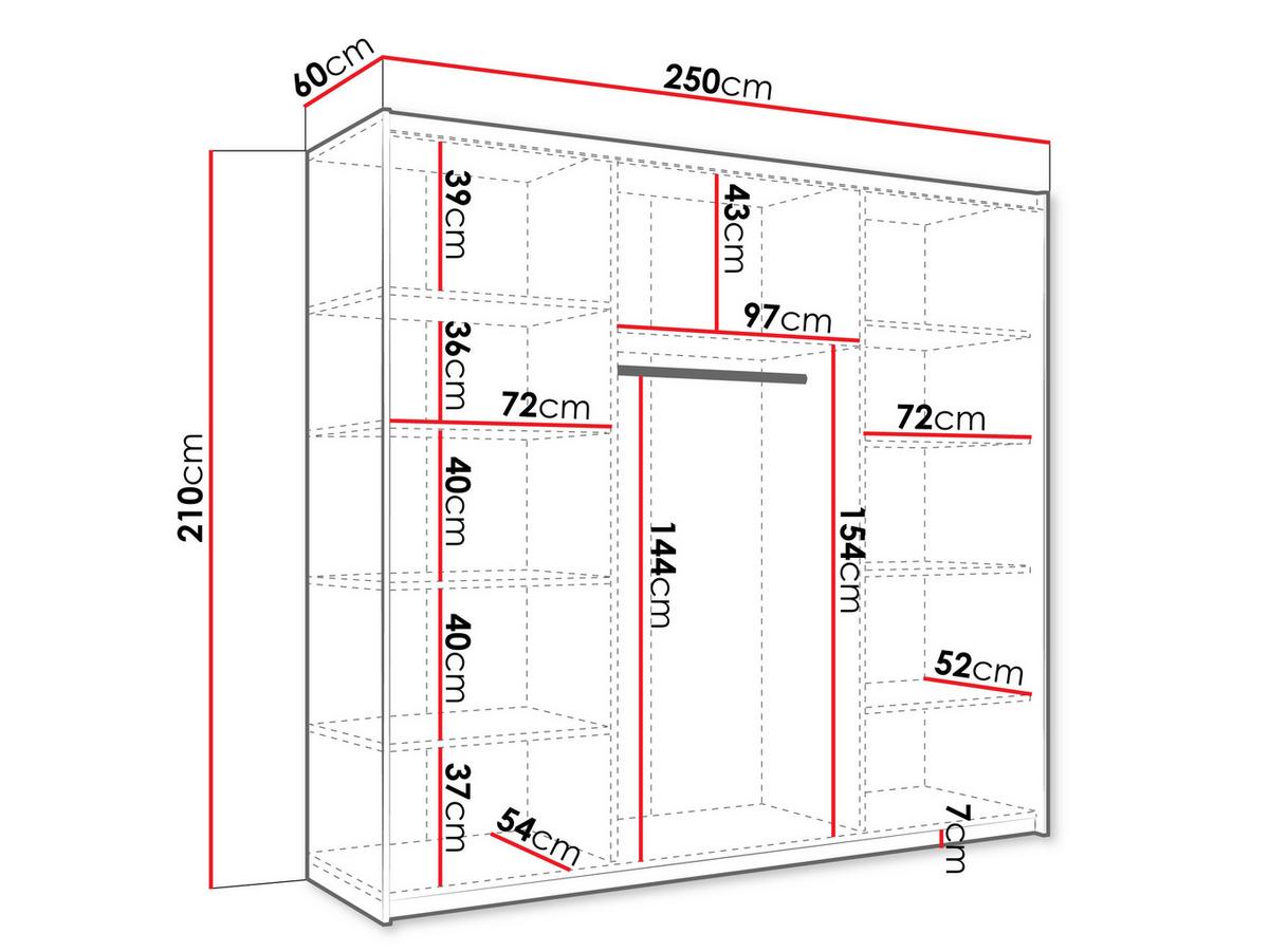 SCHIEBETÜRENSCHRANK Atalio 250 - Silberfarben/Weiß, Holzwerkstoff/Metall (250/215/60cm) - MIRJAN24