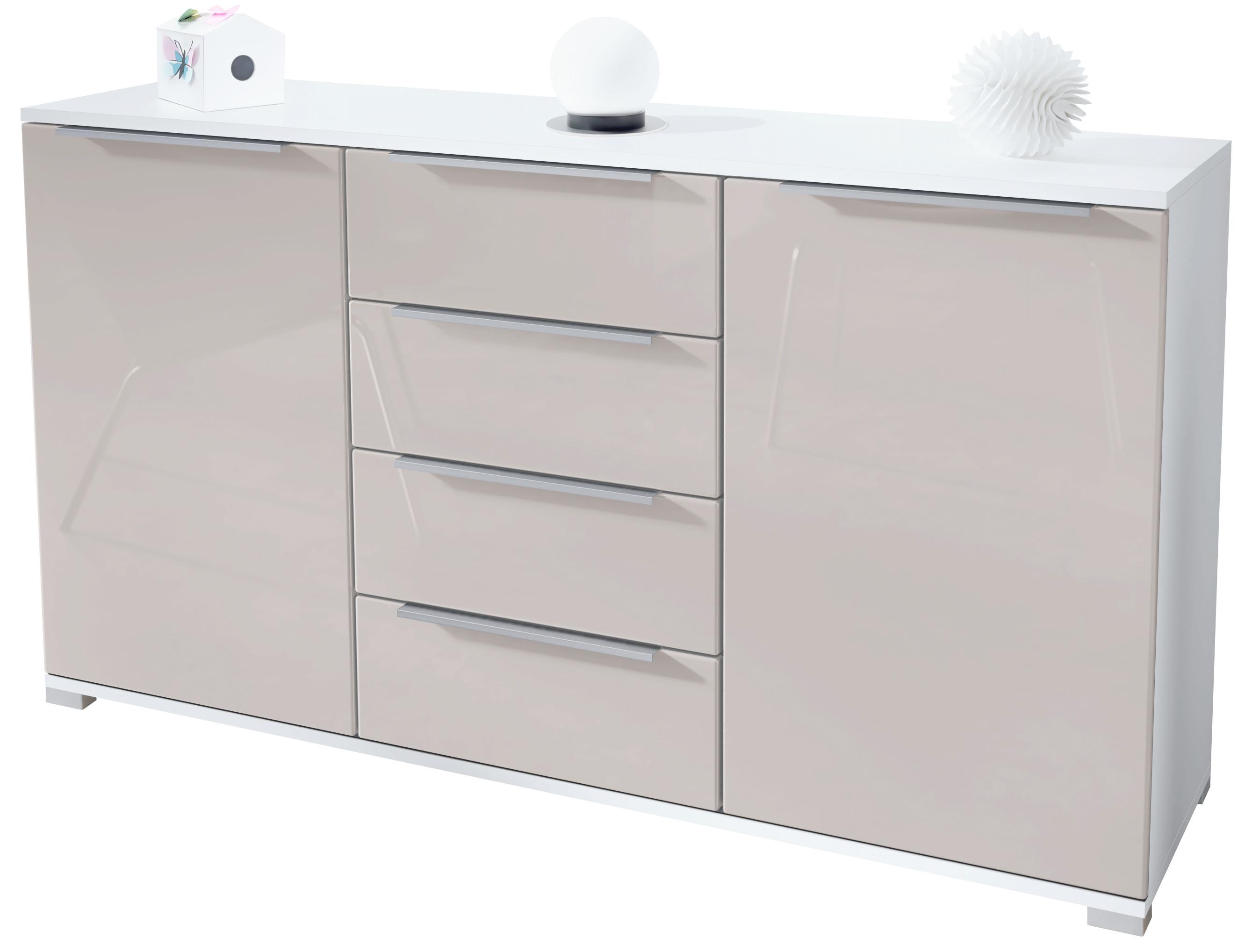 SIDEBOARD Linio Sandgrau Hochglanz - Sandfarben, Holzwerkstoff (138.5/75.5/35cm) - Vladon