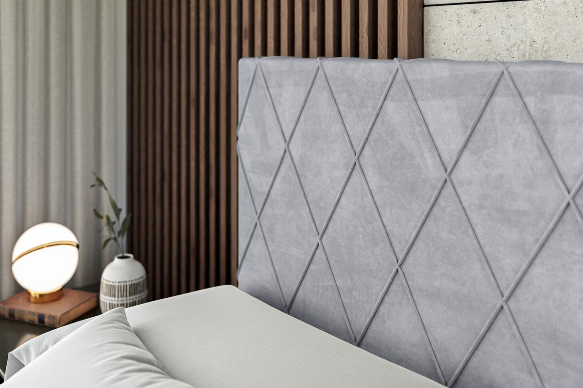 BOXBETT mit H4-Matratze und Lattenrost - LEPARO - 140x200 Hellgrau - Hellgrau, Holzwerkstoff (140/200cm) - ALTDECOR