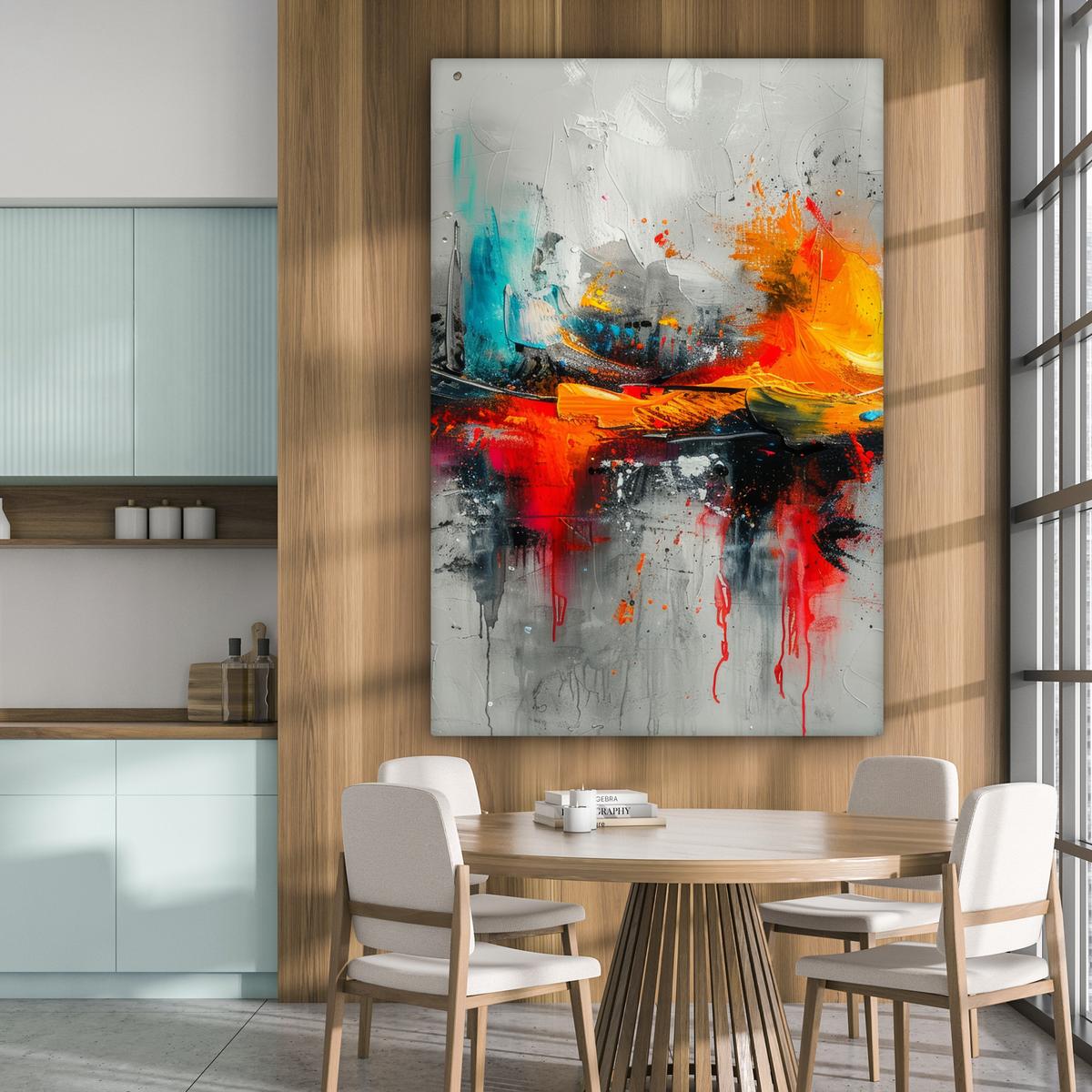 LEINWANDBILD Moderne Kunst - Orange - Grau - Abstrakt Deko Groß 90x140 cm - Hellgrau, Textil (90/140cm) - MuchoWow