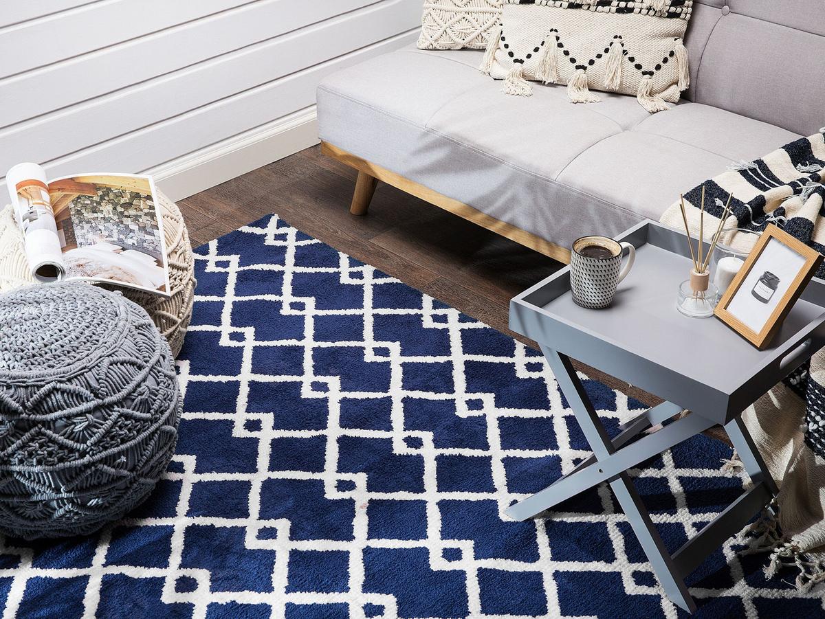 KURZFLOR-TEPPICH Serres 200/140 cm - Blau, Kunststoff (140/200cm) - Beliani