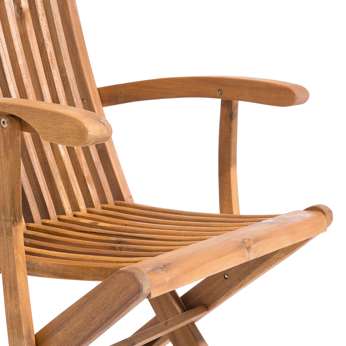 GARTENSTUHL 2er-Set Akazienholz hellbraun Auflagen cremeweiß Maui - Hellbraun/Creme, Holz (42/93/48cm) - Beliani