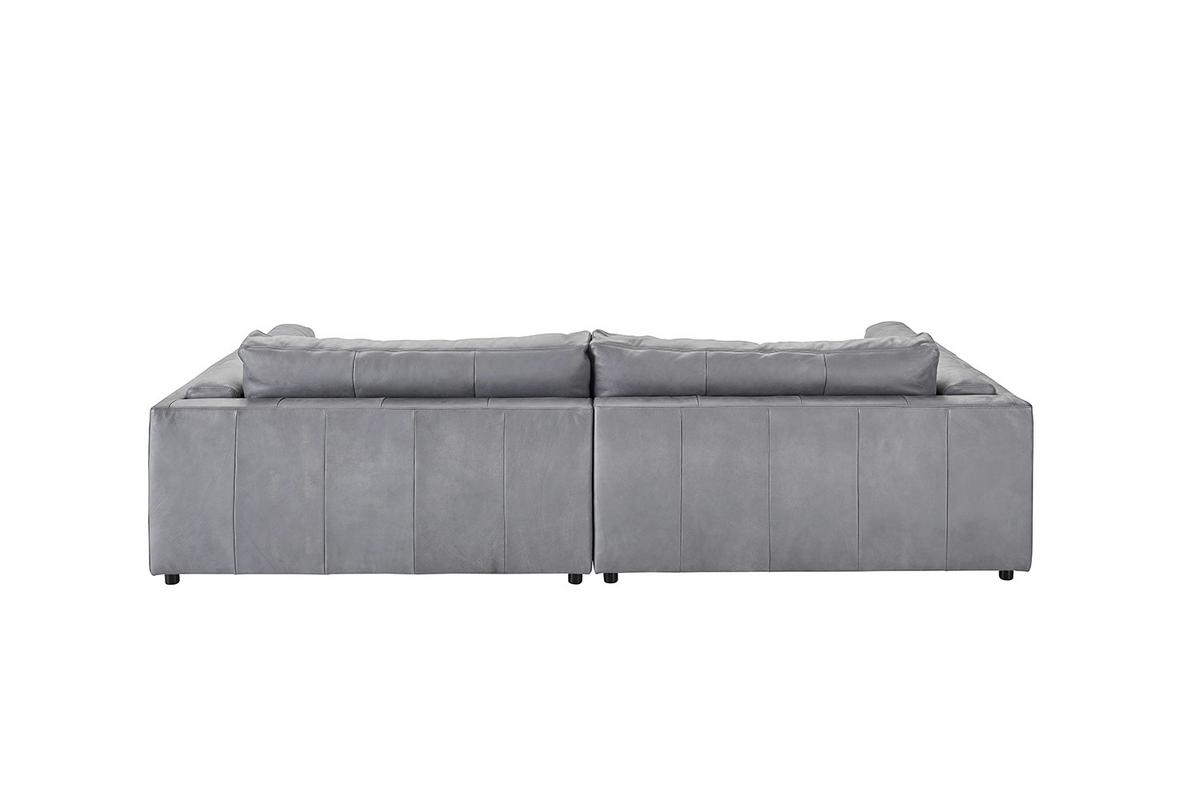 BIG SOFA RAINA Grau Leder - Schwarz/Grau, Leder/Kunststoff (254/85/150cm) - KAWOLA
