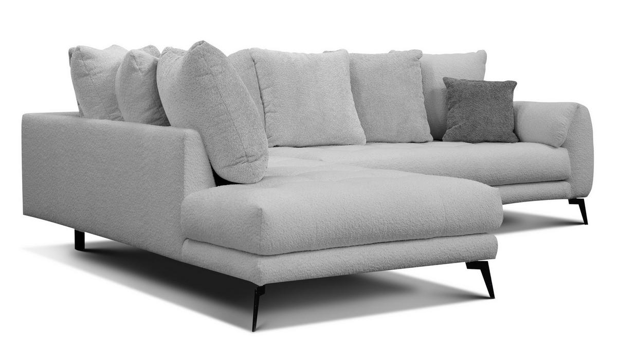 ECKSOFA CALME 5-Sitzer, hellgrau - Hellgrau/Schwarz, Holz/Textil (294/229cm) - Wozimo