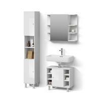 BADMÖBEL-SET Fucino Weiß Hochglanz 3 Teile, mit Hochschrank - Weiß Hochglanz, Holzwerkstoff (80/64/21cm) - Livinity®