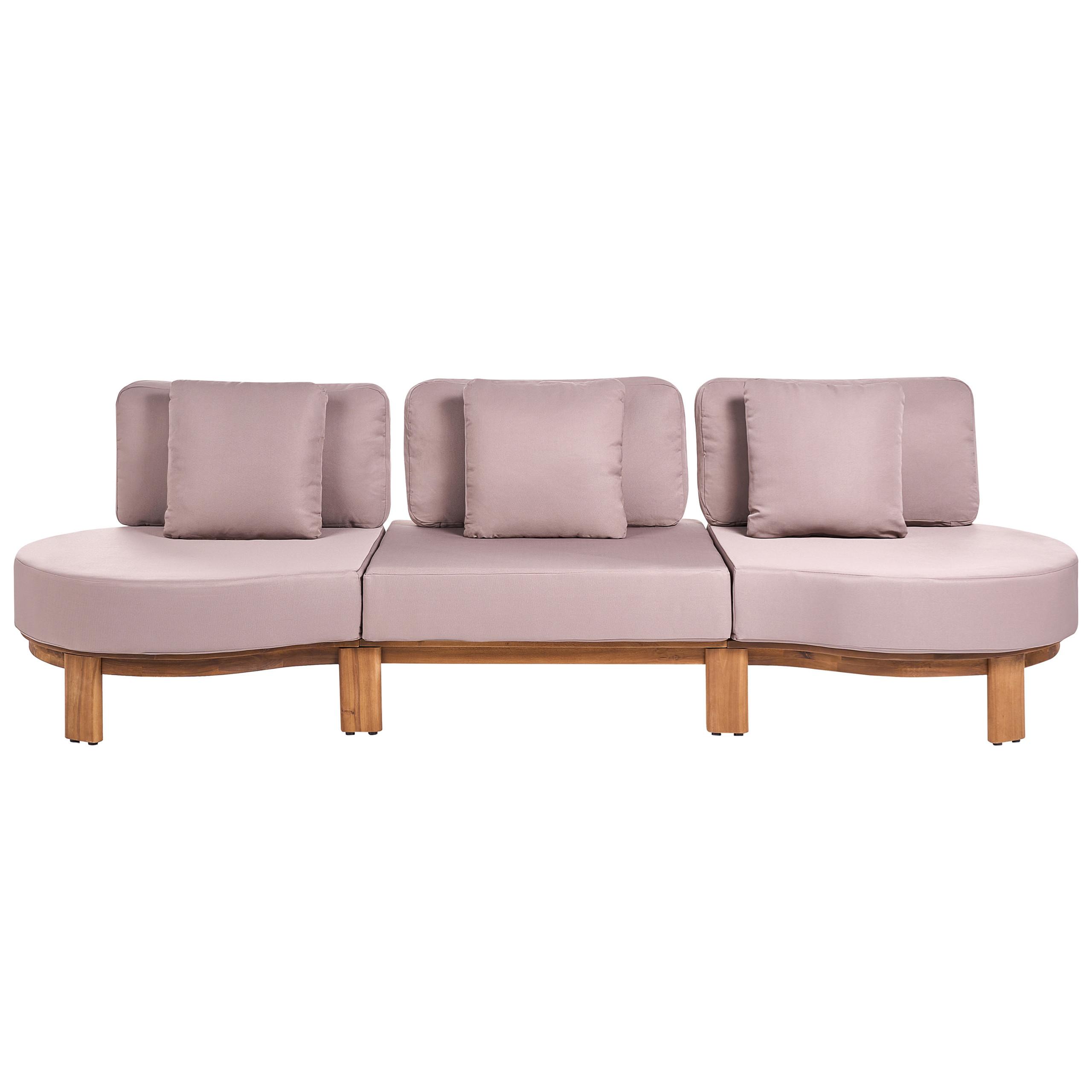 GARTENSOFA 3-Sitzer Akazienholz Hellbraun Arzello - Hellbraun/Beige, Holz (286/80/75cm) - Beliani
