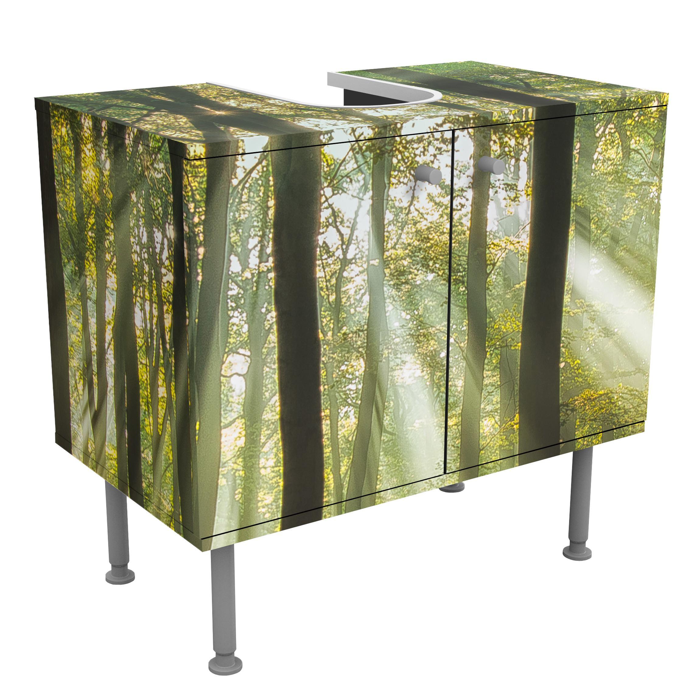 WASCHBECKENUNTERSCHRANK Sonnentag im Wald 60/55/35 cm - Grün, Holzwerkstoff (60/55/35cm) - Bilderwelten