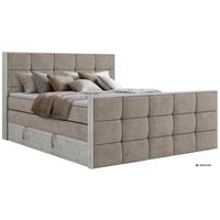 BOXSPRINGBETT ALNOR KING DUO 140/200 - Greige Stukture - Topper Visco - H3 - Greige/Schwarz, Kunststoff/Textil (140/200cm) - MKS