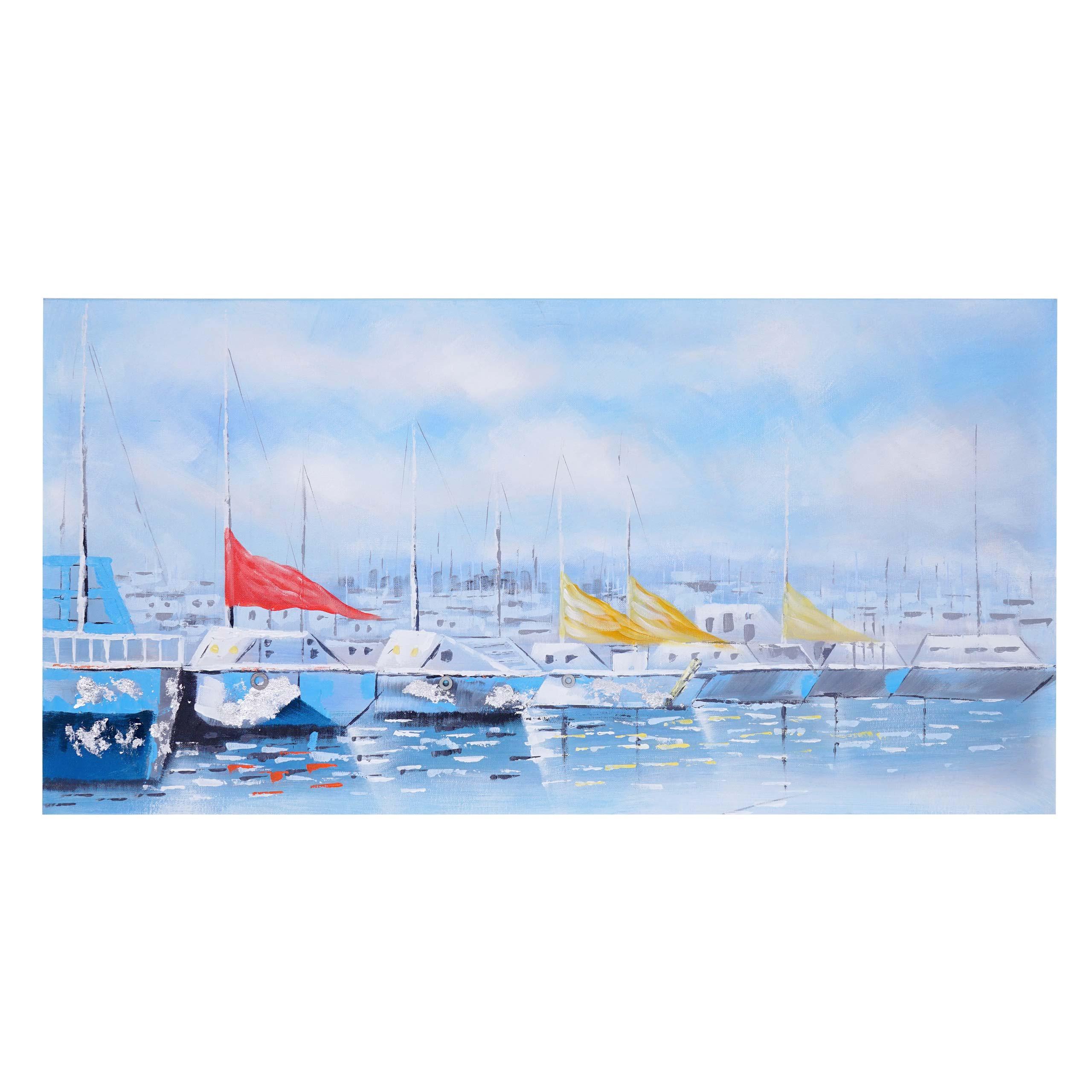 ÖLGEMÄLDE BOOTE HANDGEMALT Mehrfarbig - Multicolor, Textil (140/70cm) - MCW