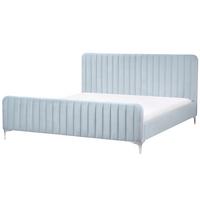 BETT mit Lattenrost 180/200 cm Samtstoff Hellblau Lunan - Hellblau, Textil (180/200cm) - Beliani