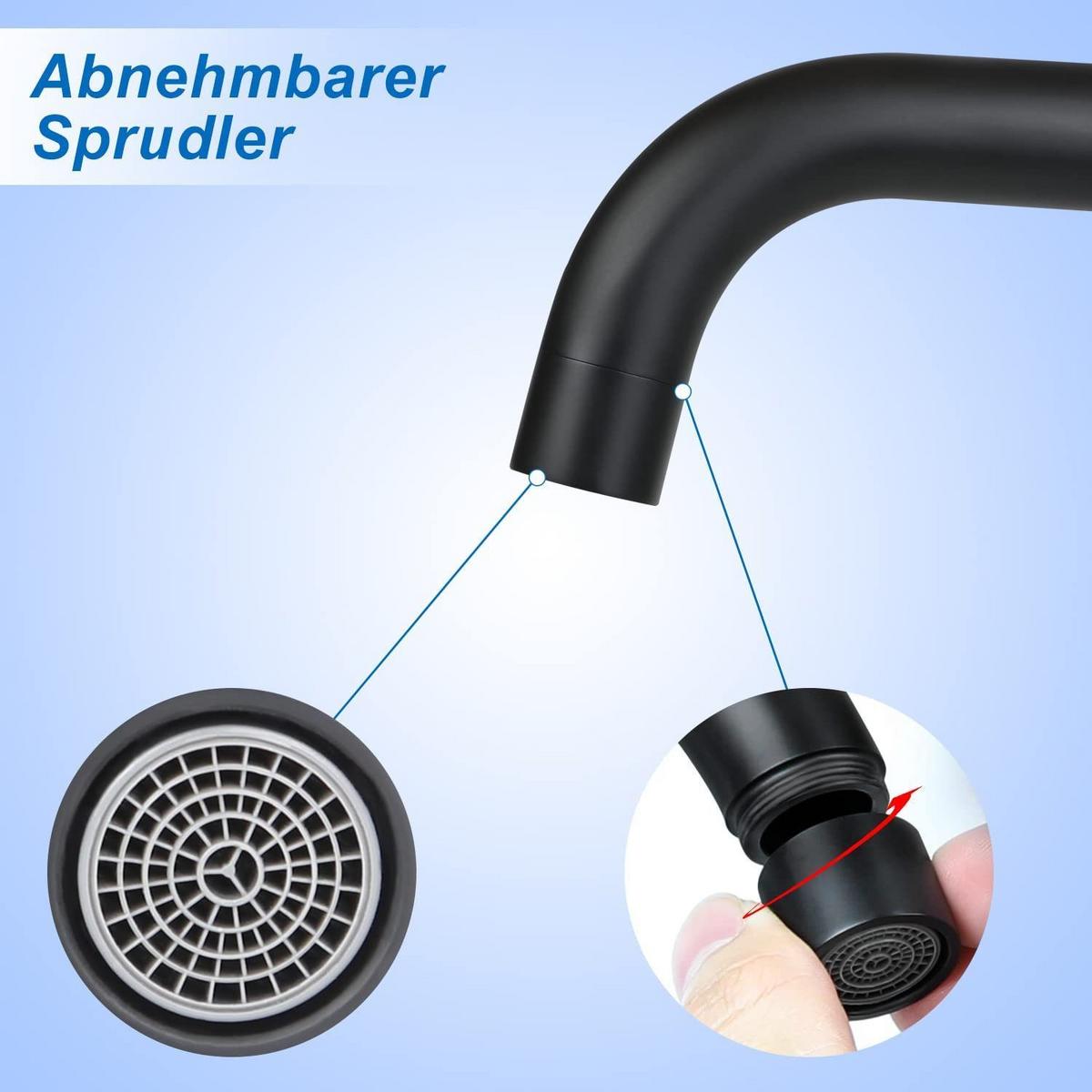 WASCHTISCHARMATUR NORA 24/6/24 cm - Schwarz, Metall (6/24/24cm) - Nettlife