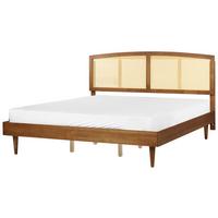 BETT mit Lattenrost 180/200 cm Gummibaumholz Braun Varzy - Braun, Holz (180/200cm) - Beliani