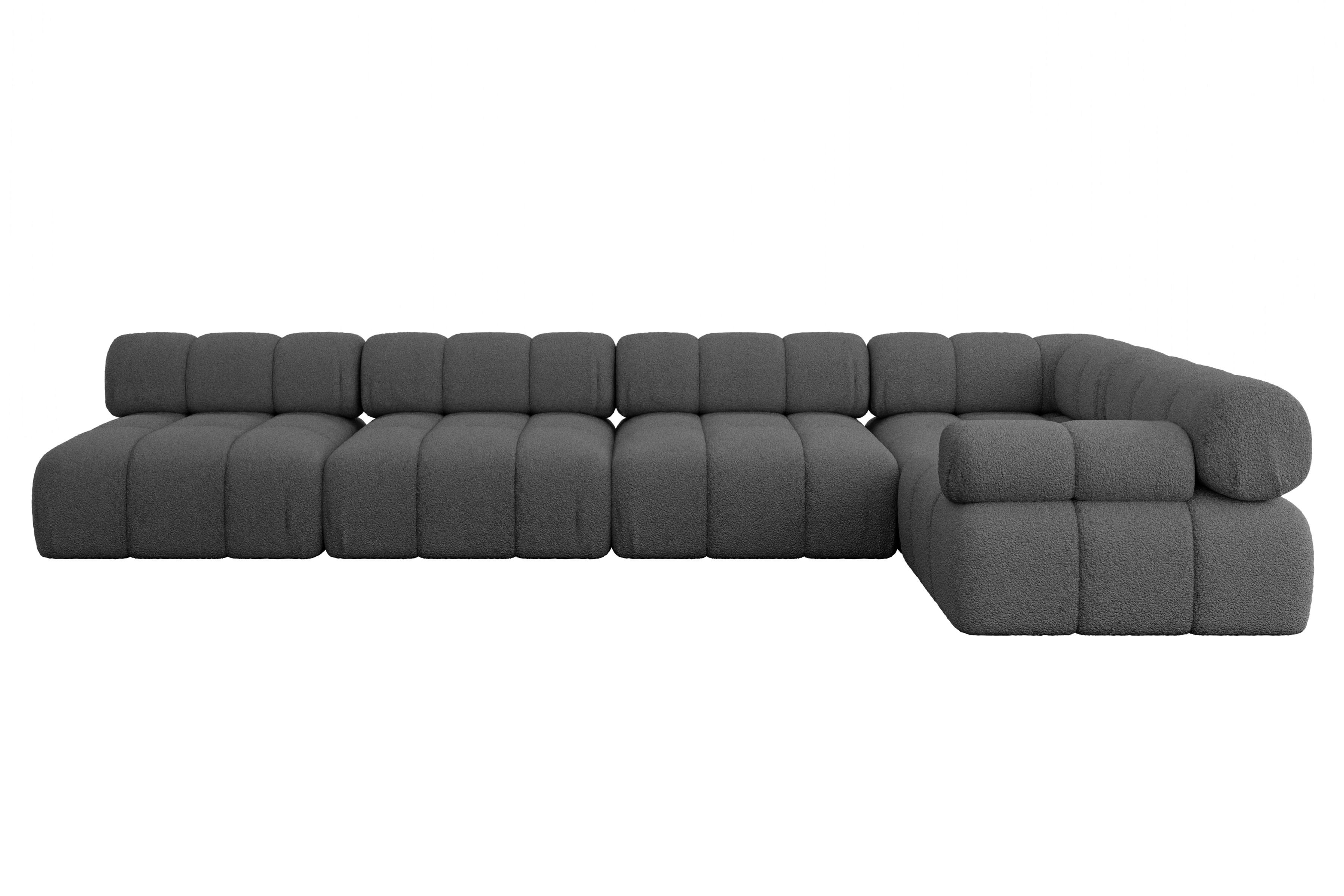 ECKSOFA modulares Sofa Mende-L3 - 380x190x70 cm Grau Bouclé - Grau, Holzwerkstoff/Textil (380/190cm) - ALTDECOR