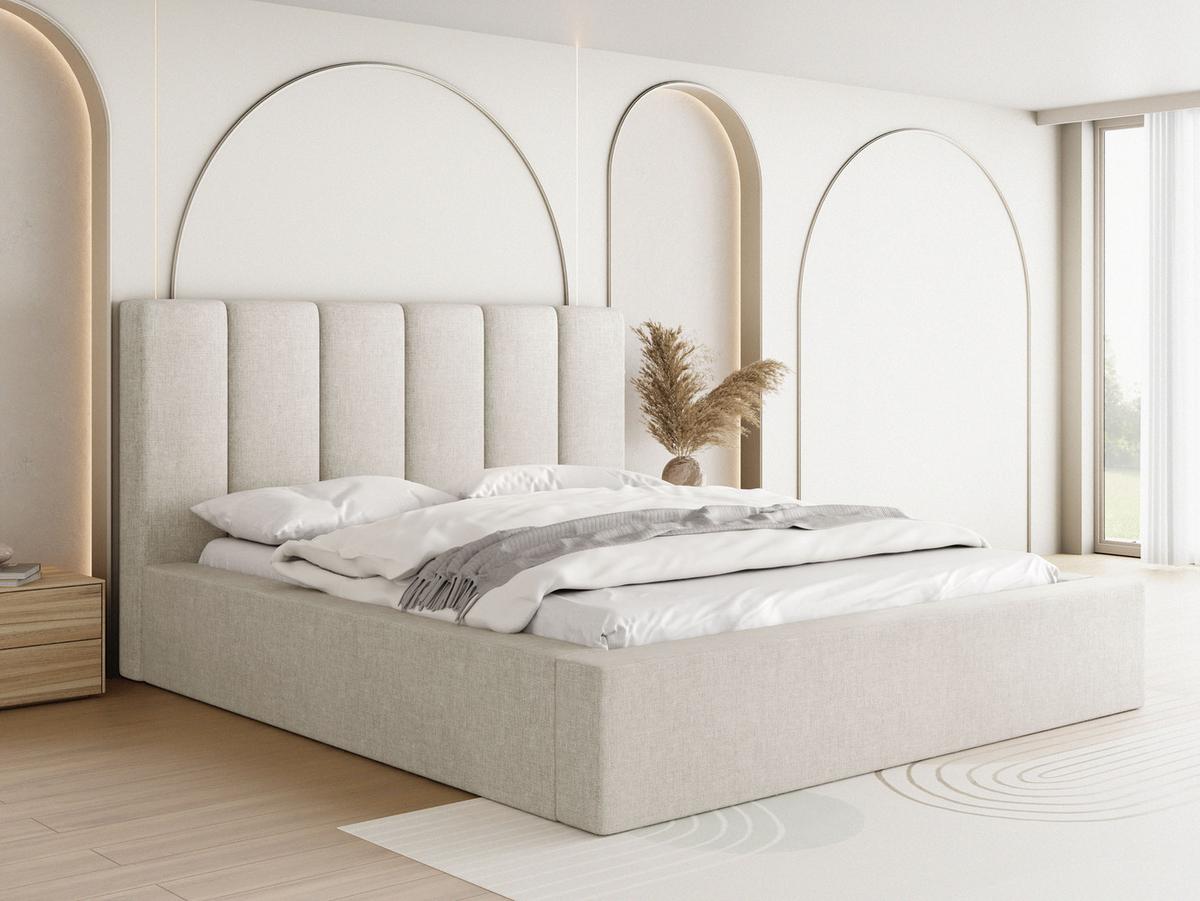 POLSTERBETT Amira - Birkefarben/Creme, Holzwerkstoff/Kunststoff (200/200cm) - WFL GROUP
