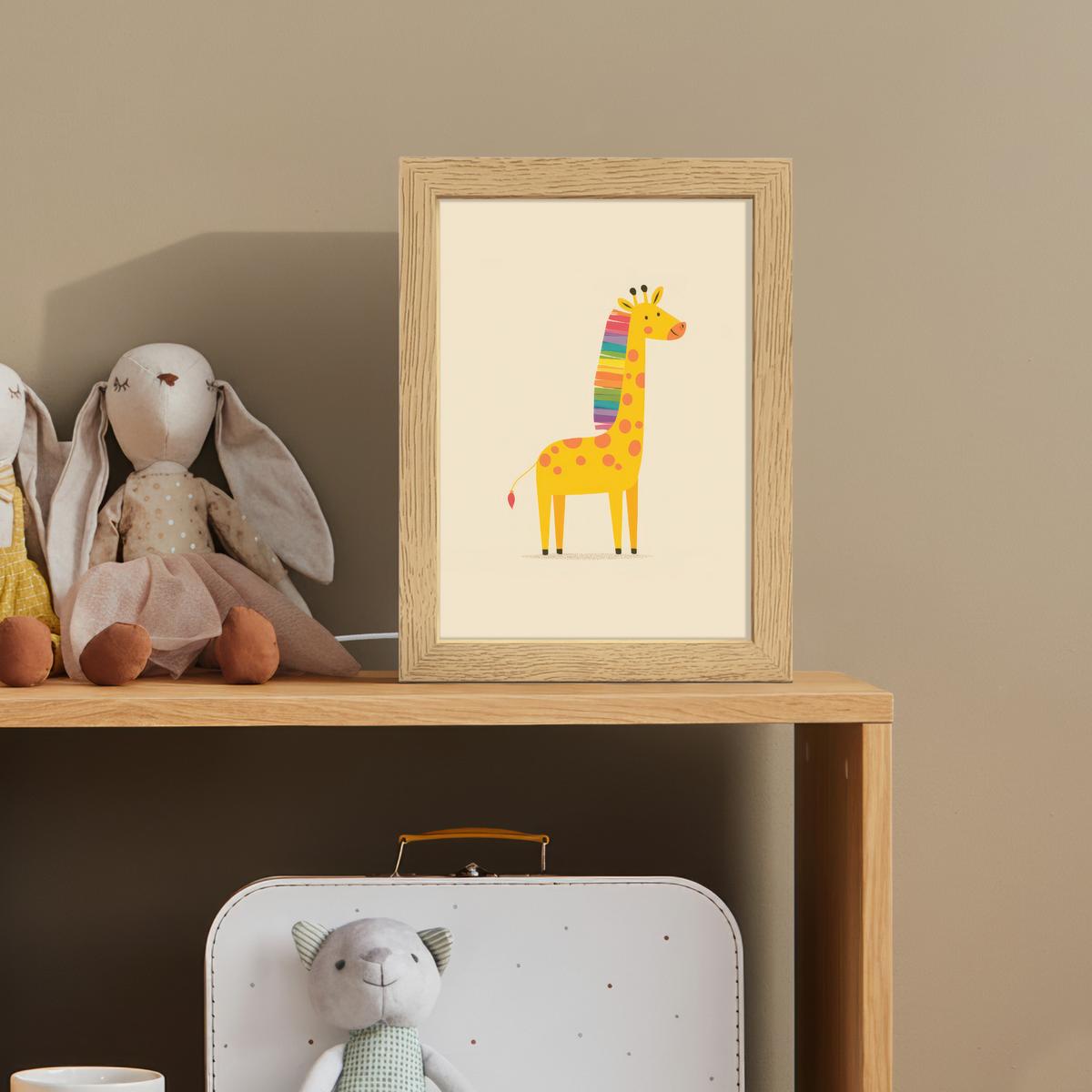 NACHTTISCHLAMPE Giraffe - Regenbogenmähne - Beige 15x20 cm - Beige, Holzwerkstoff (8/15/20cm) - OnlyWow