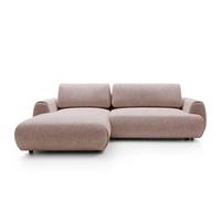 ECKSOFA ZEST Rosa Geflochtener Stoff mit Schlaffunktion - Rosa, Holz (270/167cm) - MASSENO