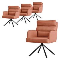 ESSZIMMERSTUHL 4er Set drehbar Orange Stoffbezug - Schwarz/Orange, Textil/Metall (64.5/93/64cm) - ML-DESIGN