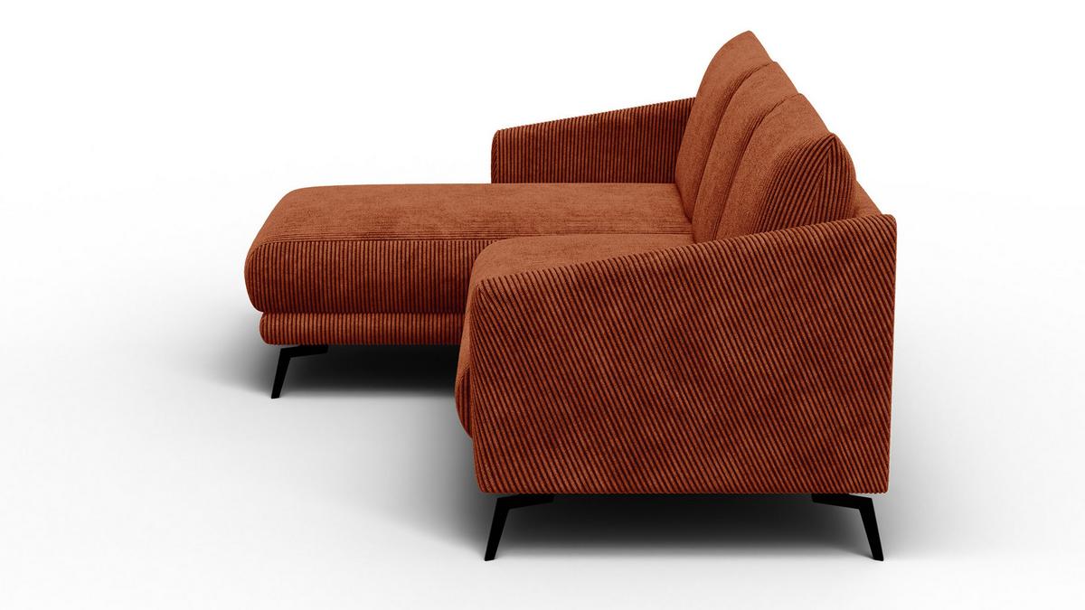 ECKSOFA VILT 3-Sitzer, orange - Schwarz/Orange, Holzwerkstoff/Textil (221/156cm) - Wozimo