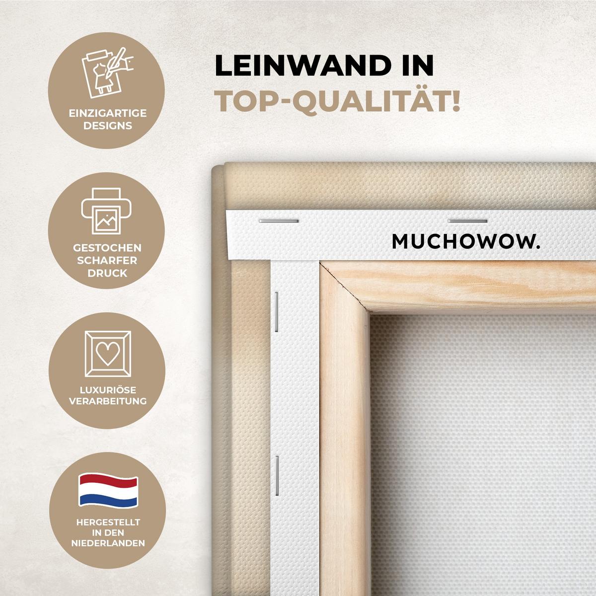 LEINWANDBILD 2er Set Landschaft - Japandi - Beige - Vögel 160x120 cm - Beige, Textil (160/120cm) - MuchoWow