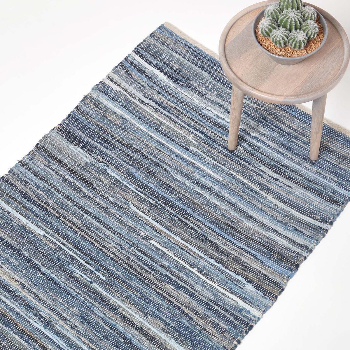 FLICKENTEPPICH aus Recycling-Denim 150/240 cm - Blau, Textil (150/240cm) - Homescapes