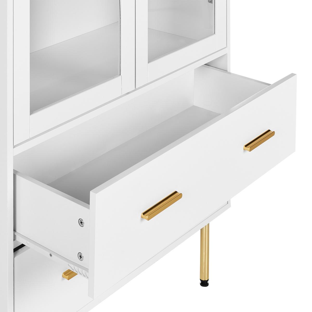VITRINE mit Glastüren 80 cm Weiß Milora - Weiß, Holzwerkstoff (80/160/40cm) - Beliani
