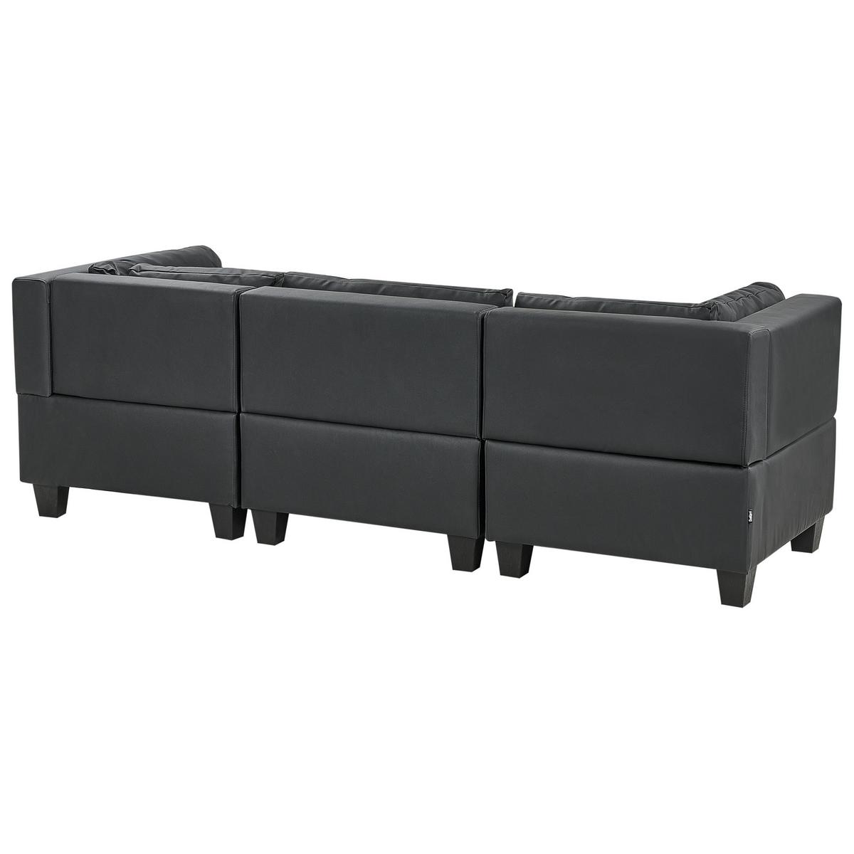 3-SITZER-MODULSOFA Schwarz Kunstleder Unstad - Schwarz, Kunststoff (228/72/76cm) - Beliani