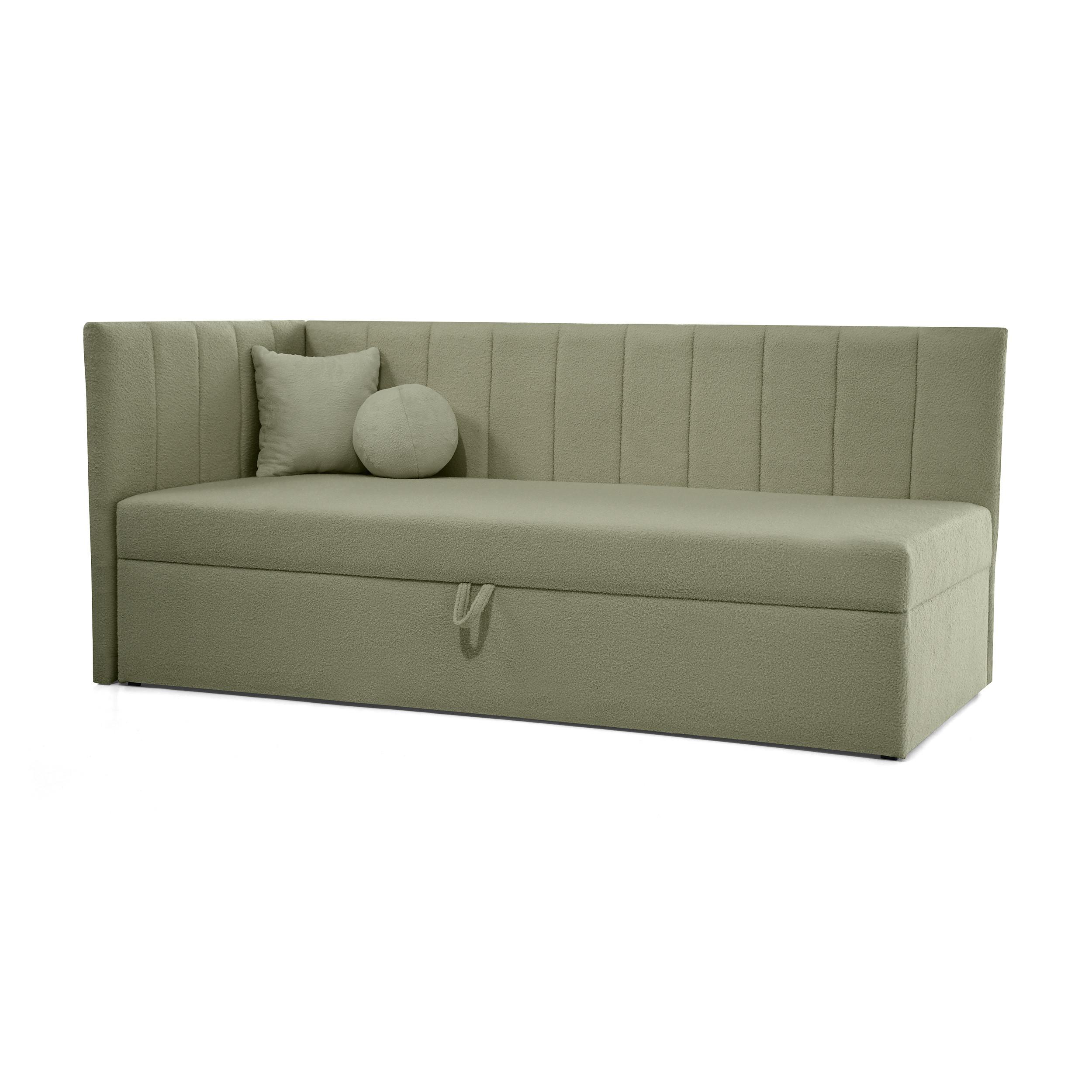 SCHLAFSOFA Rafi, Eckbett mit Bettkasten, 90x200 cm, Hellgrün - Hellgrün, Textil (209/94/102cm) - Beautysofa