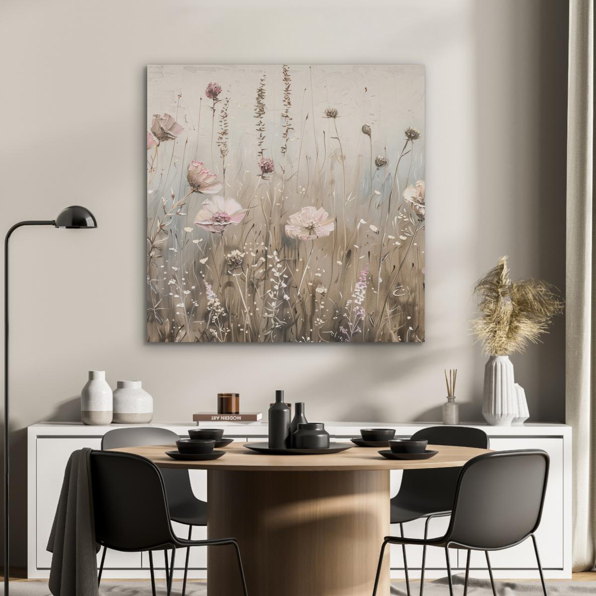 AKUSTIKBILD Blumen - Rosa - Modern - Beige Akustikpaneele 90x90 cm - Beige, Kunststoff (90/90/0.9cm) - MuchoWow