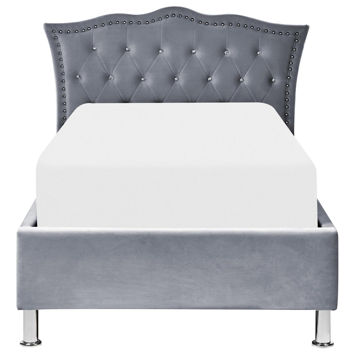 BETT 90/200cm Grau Metz - Grau, Textil (90/200cm) - Beliani