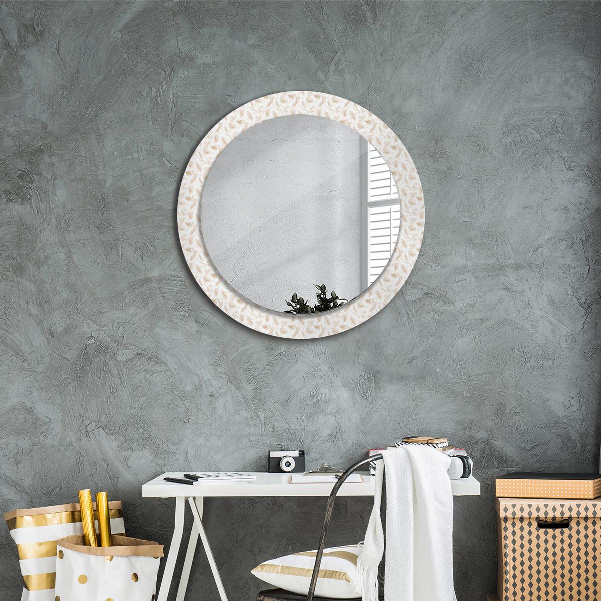 SPIEGEL Rund Ø 70 cm mit Aufdruck - Creme, Glas (70/70/0.4cm) - Wallfluent