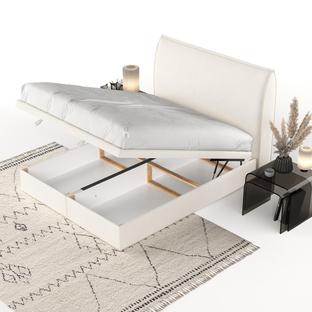 POLSTERBETT Tuvalu mit Stauraum 160/200 cm Creme im Alta Stoff - Creme/Schwarz, Holz/Holzwerkstoff (160/200cm) - AltaBeds