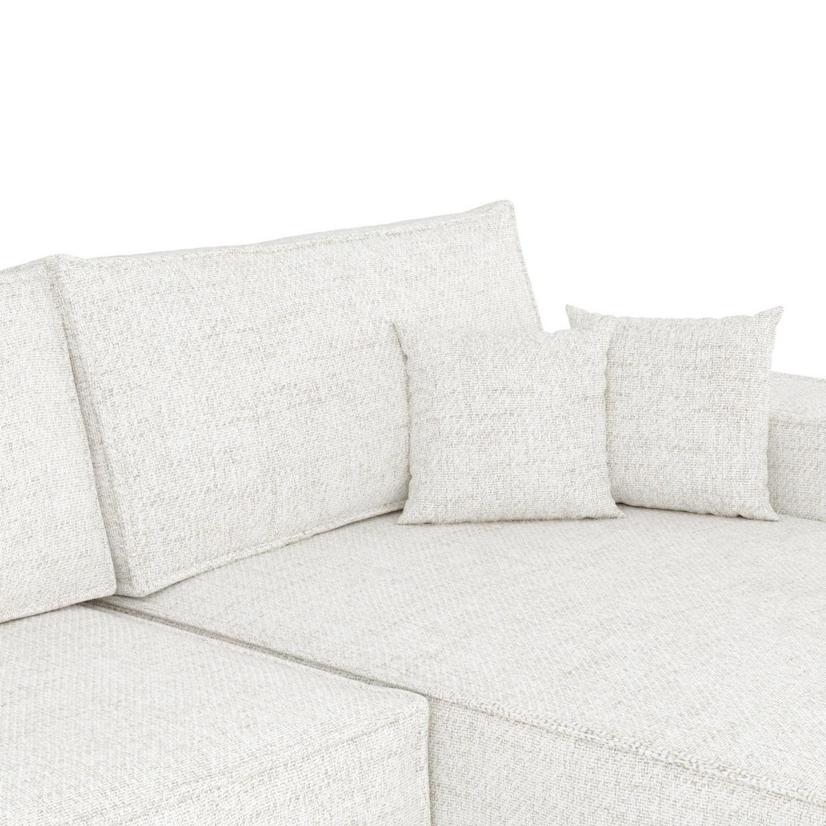 ECKSOFA TAURI mit Schlaffunktion Creme im Neve Stoff - Creme/Schwarz, Holz/Holzwerkstoff (294/185cm) - AltaBeds