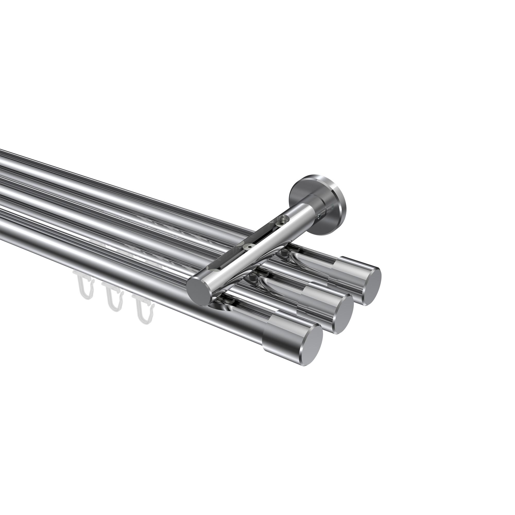 GARDINENSTANGE INNENLAUF Siteno Santo 180 cm, 3-läufig, 20 mm Ø Chrom - Chromfarben, Metall (180cm) - INTERDECO