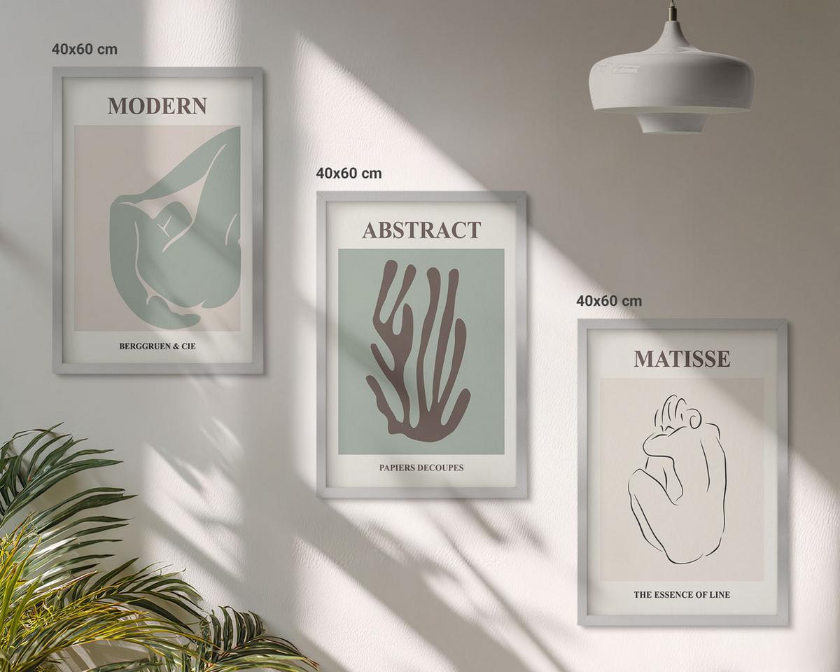 BILDER SET 3er Set - 40x60 cm Silberner Rahmen - Matisses stilvolle abstrakte Gemälde - Silberfarben, Kunststoff (40/60cm) - TULUP